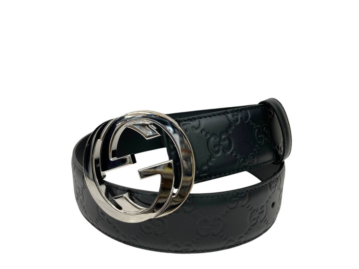 GUCCI (グッチ) GG総柄 レザーベルト GGバックル ブラック ウィメンズ/028拍卖