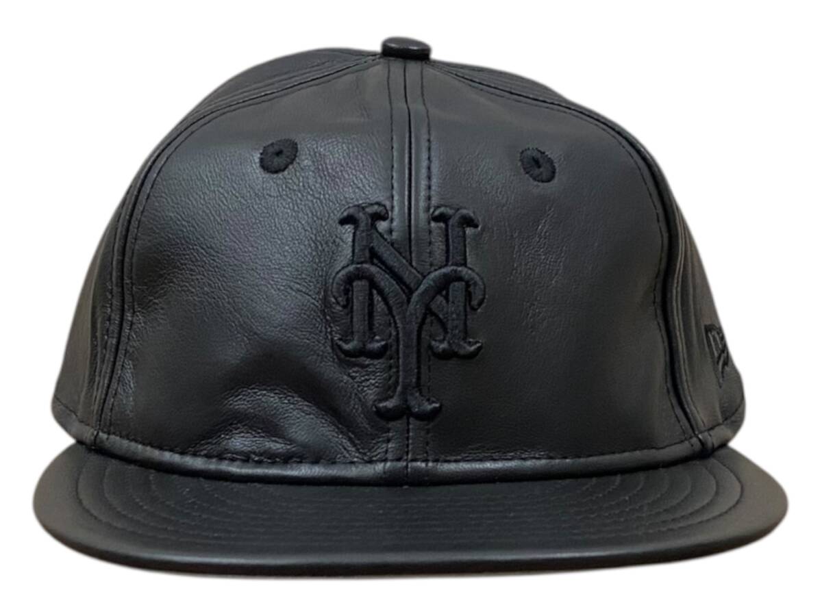 NEWERA (ニューエラ) レザーキャップ GENUINE LEATHER CAP 本革 MLB ニューヨークメッツ 60585326 F ブラック メンズ/078拍卖