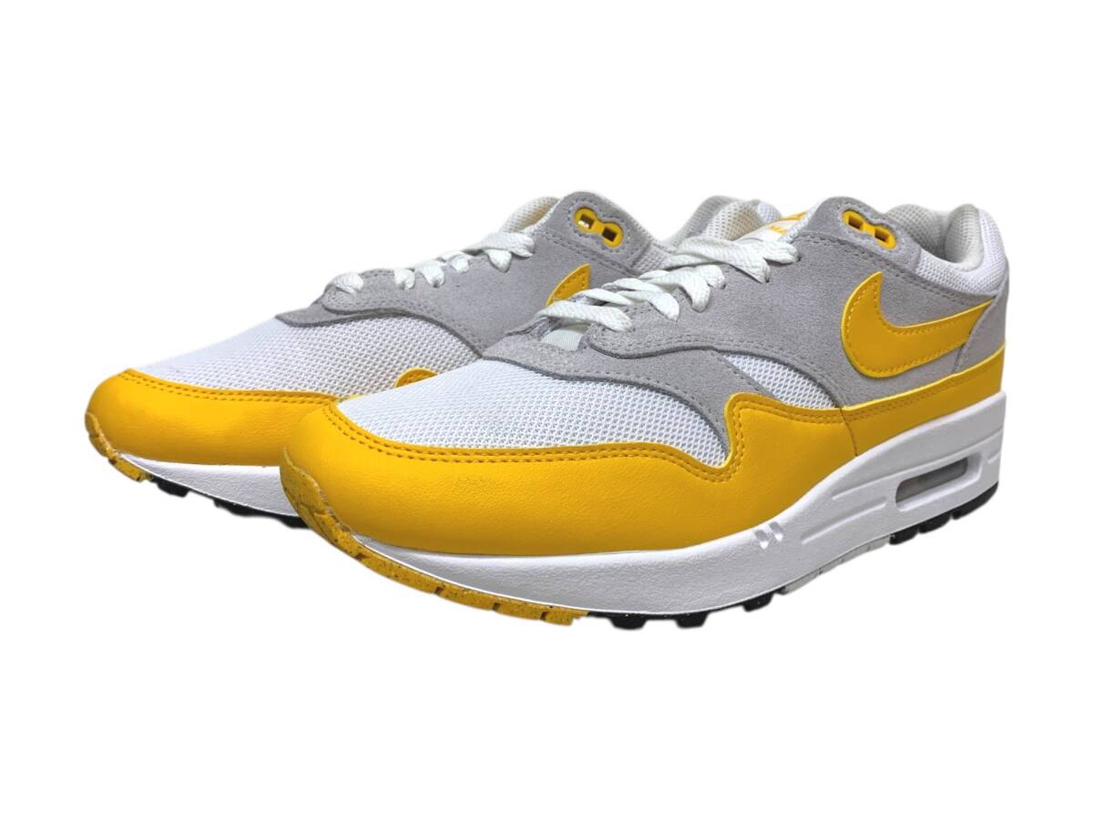 NIKE (ナイキ) AIR MAX 1 ESSENTIAL ローカットスニーカー FZ5808-100 US8.5 26.5cm ホワイト×イエロー メンズ/091拍卖