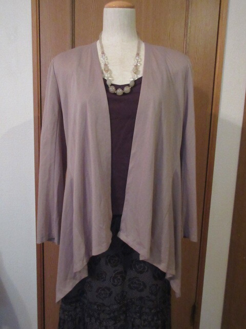 F)■日本製ブランド品■【リツコ シラハマ RITSUKO SHIRAHAMA】■艶有り高級綿47%ポリ■デザインカーディガン■冷房/UV対策に是非!拍卖