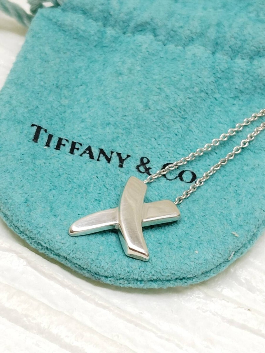 ティファニー パロマ・ピカソ グラフィティ X キス ペンダント TIFFANY&Co. シルバー 925 チェーンの長さ45cm 重さ2.7g 中古 保存袋付き拍卖
