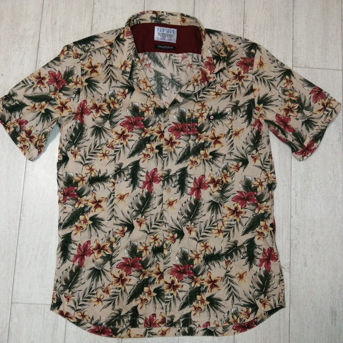 NICOLE CLUB FOR MEN/ニコル/花柄/シャツ/襟袖ワイヤー入り/総柄/ニコルクラブフォーメン拍卖