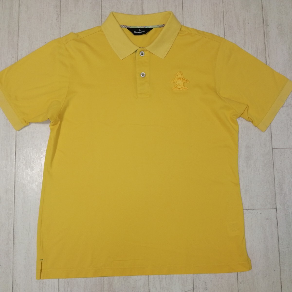 美品/Munsingwear/マンシングウェア/ポロシャツ/ゴルフ/GOLF/ビッグロゴ/ウェア/黄色/イエロー拍卖
