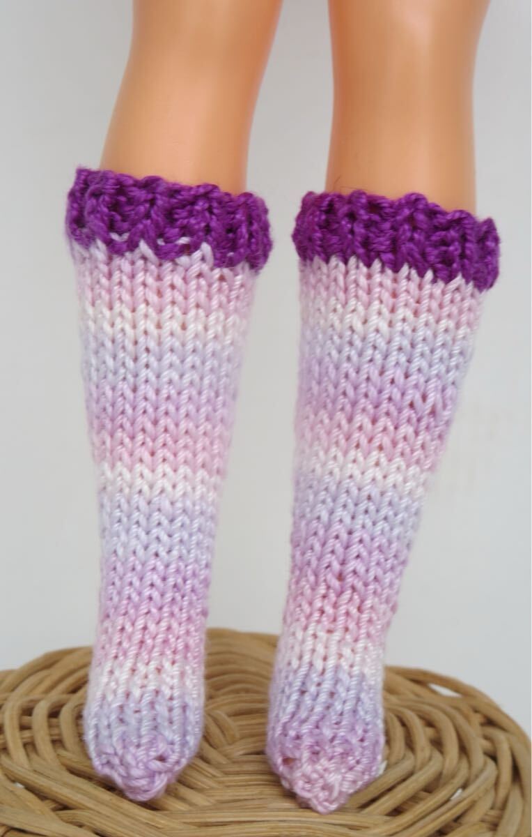 ●ハンドメイド●タミーちゃんサイズ ハイソックス パープル拍卖