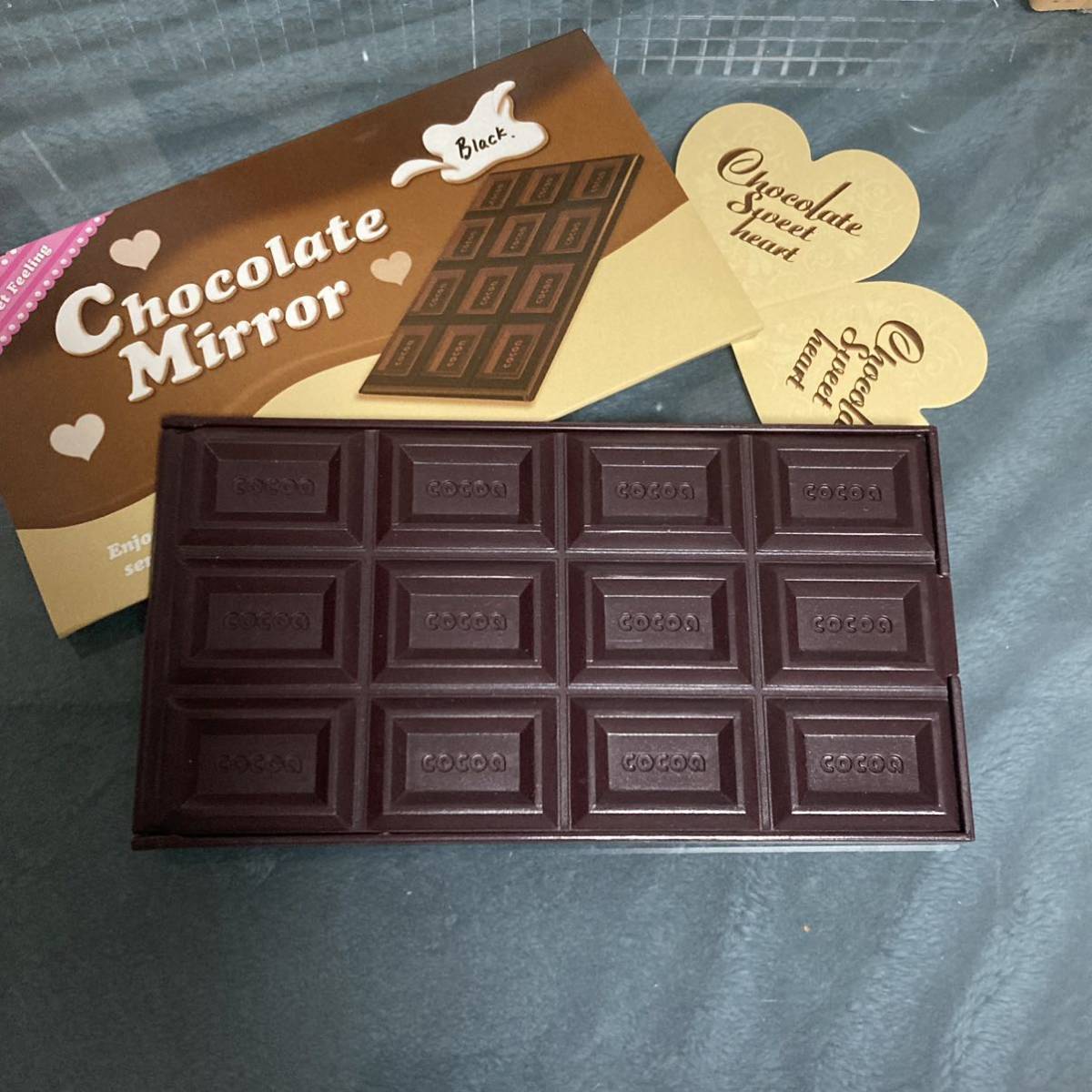 デコミラー 板チョコミラー ブラック 鏡 スタンドミラー コンパクトミラー拍卖