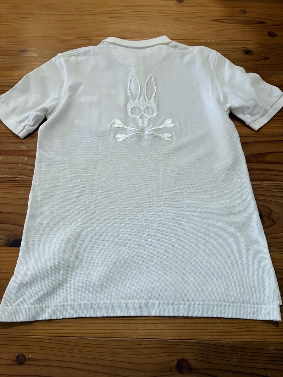 送料込み! PSYCHO BUNNY 半袖ポロシャツ バックプリント 白 ホワイト Sサイズ サイコバニー 日本製 うさぎ拍卖