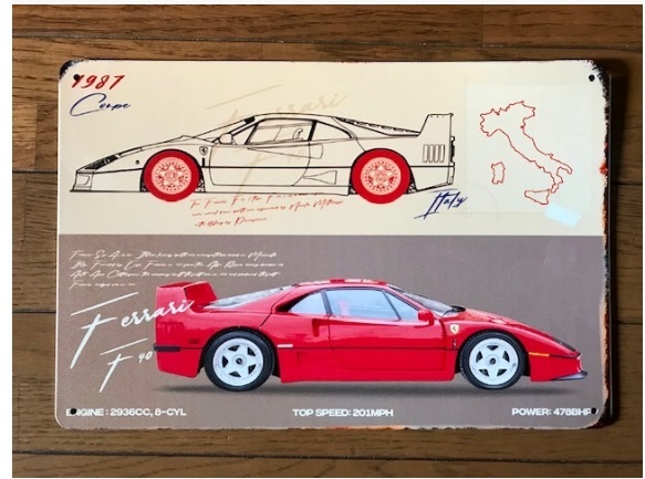 誰も持ってない?フェラーリ F40ロゴ 大盤金属アート看板 お部屋に・ガレージに! 送料サービス 拍卖