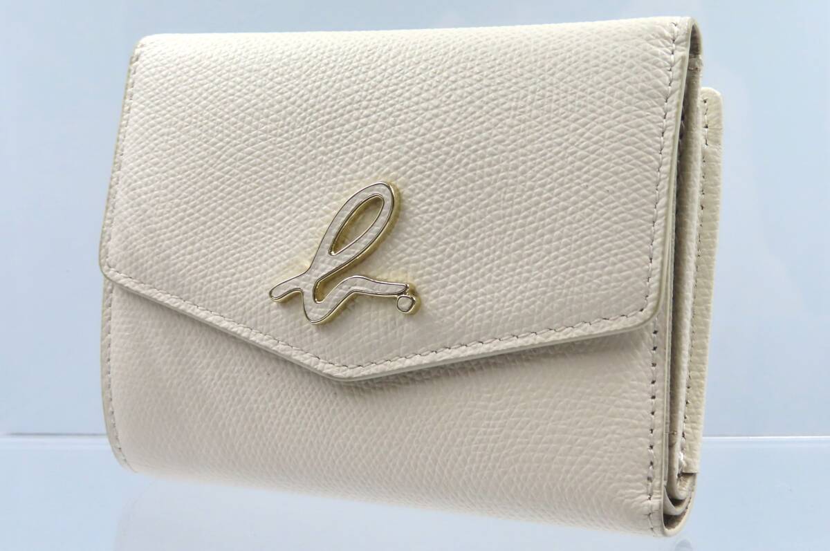 ■【美品/定価24,200円】 agnes b. TAW05-02 アニエスベー 三つ折り 財布 ホワイト系 ミニウォレット レディース 女性用 拍卖
