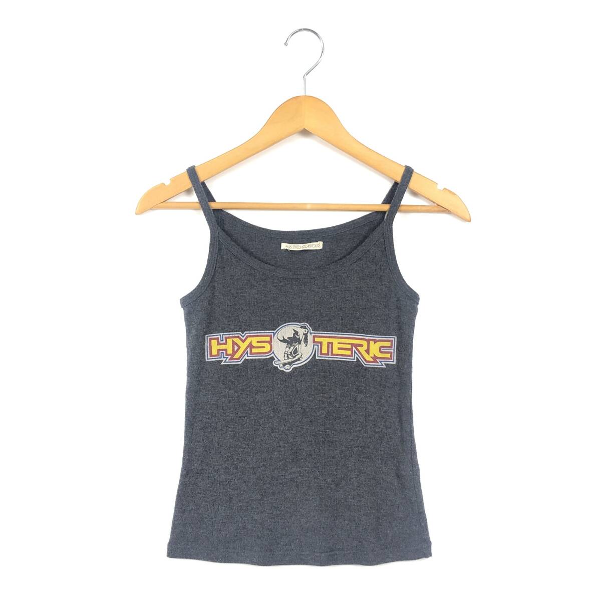 HYSTERIC GLAMOUR ヒステリックグラマー 2CR-2090 タンクトップ キャミソール ロゴプリント Fサイズ グレー拍卖