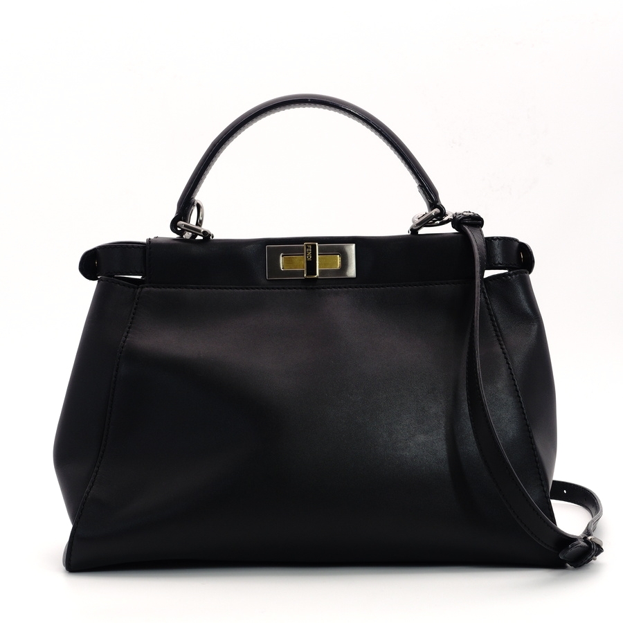 フェンディ FENDI ピーカーブー ハンドバッグ 2way レザー 黒 ショルダーバッグ 7-5-775拍卖