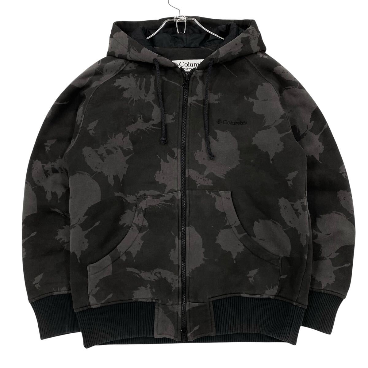 Columbia(コロンビア)ジップパーカー 中綿入り ブルゾン カモフラ柄 刺繍ロゴ メンズS グレー系拍卖