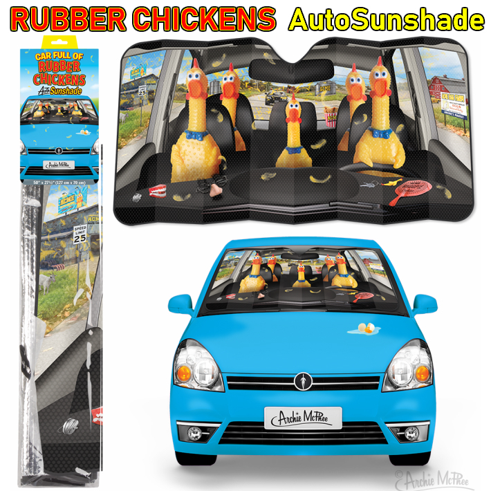 ラバー チキン オート サンシェード Rubber Chickens Auto Sunshade 車 フロント 日除け 紫外線 カー用品 おもしろ拍卖