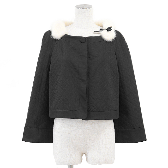 【極美品】Salvatore Ferragamo サルヴァトーレフェラガモ ジャケット キルティング ミンクファー取外可 レディース サイズ表記不明 黒拍卖