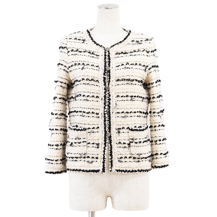 【極美品】CHANEL シャネル ジャケット 05A P26658 ニット ツイード ウール/カシミヤ COCOマーク ボタン レディース 38 マルチカラー 伊製拍卖