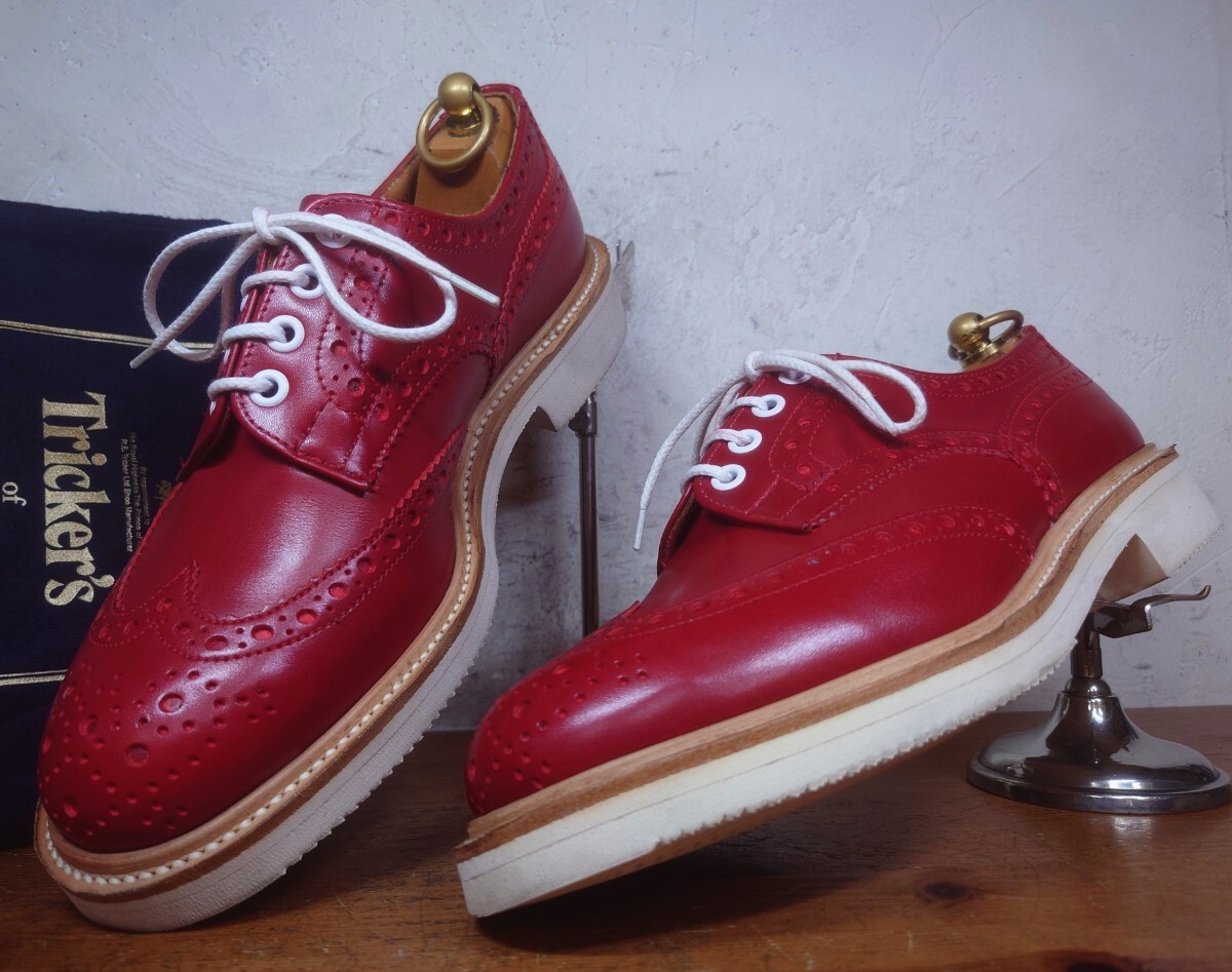 【1度使用程度/送料無料】英国製 Tricker's/トリッカーズ M5633 バートン ウィングチップ US61/2 Fit.5 24.5cm相応/クロケット cheaney拍卖