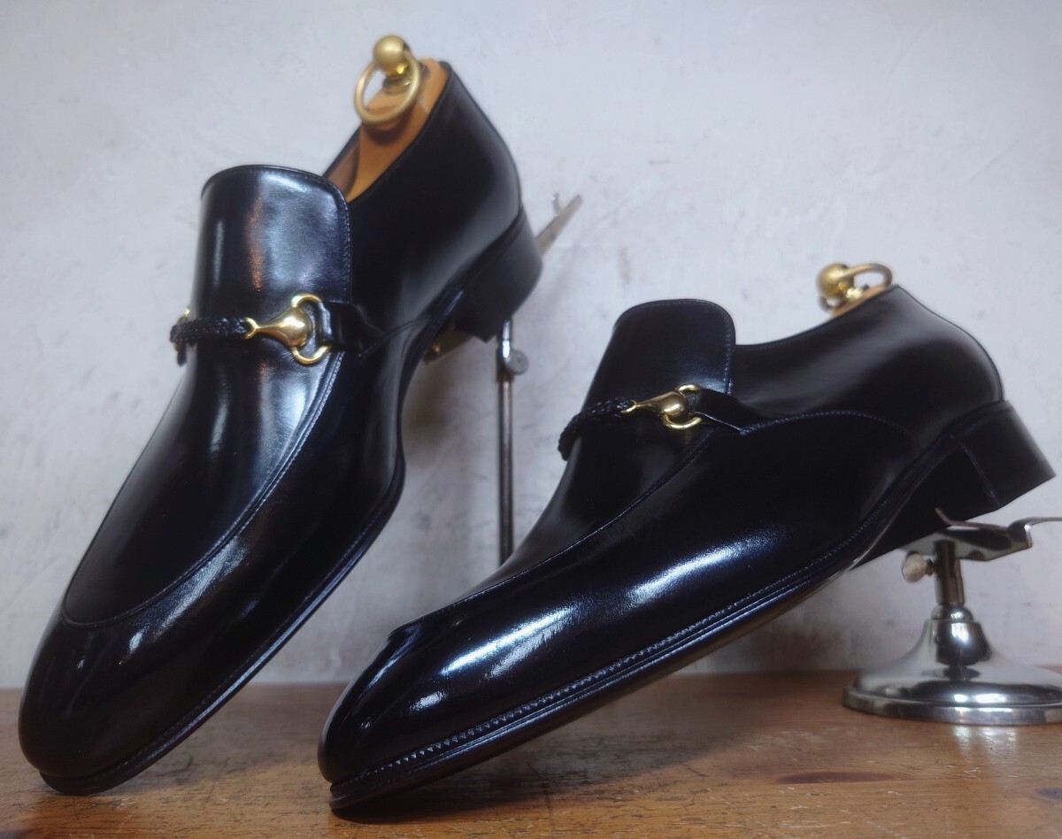 【試し履きのみ/送料無料】ITALY製 ARTIOLI/アルティオリ ビットローファー UK6 24.5cm相応 ブラック 黒/testoni ferragamo好きに拍卖