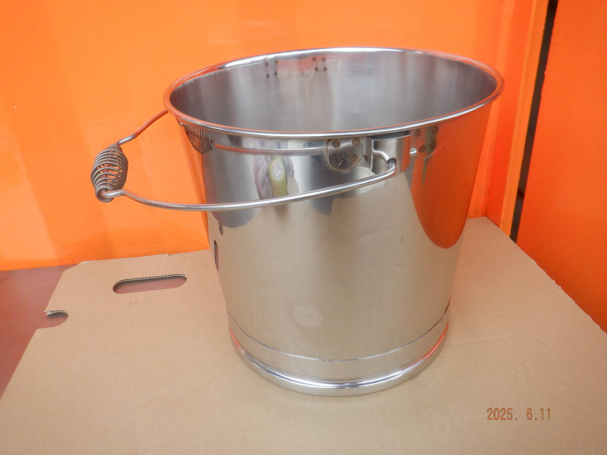 即決 バケツ 送料1700円 ステンレス鋼のバケツ 頑丈 水筒 約10L バネハンドル バネ把手 ステンレス製拍卖