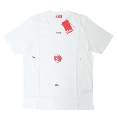 新品正規品 DIESEL ディーゼル T-WASH-L9 The world is mine オーバーシルエット 半袖 Tシャツ ホワイト L拍卖