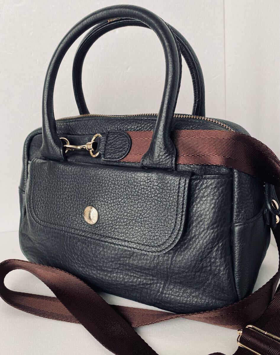 美品◆ラシット russet 2way オールレザー ミニボストン シボ革 ハンドバッグ ショルダーバッグ トートバッグ ブラック拍卖