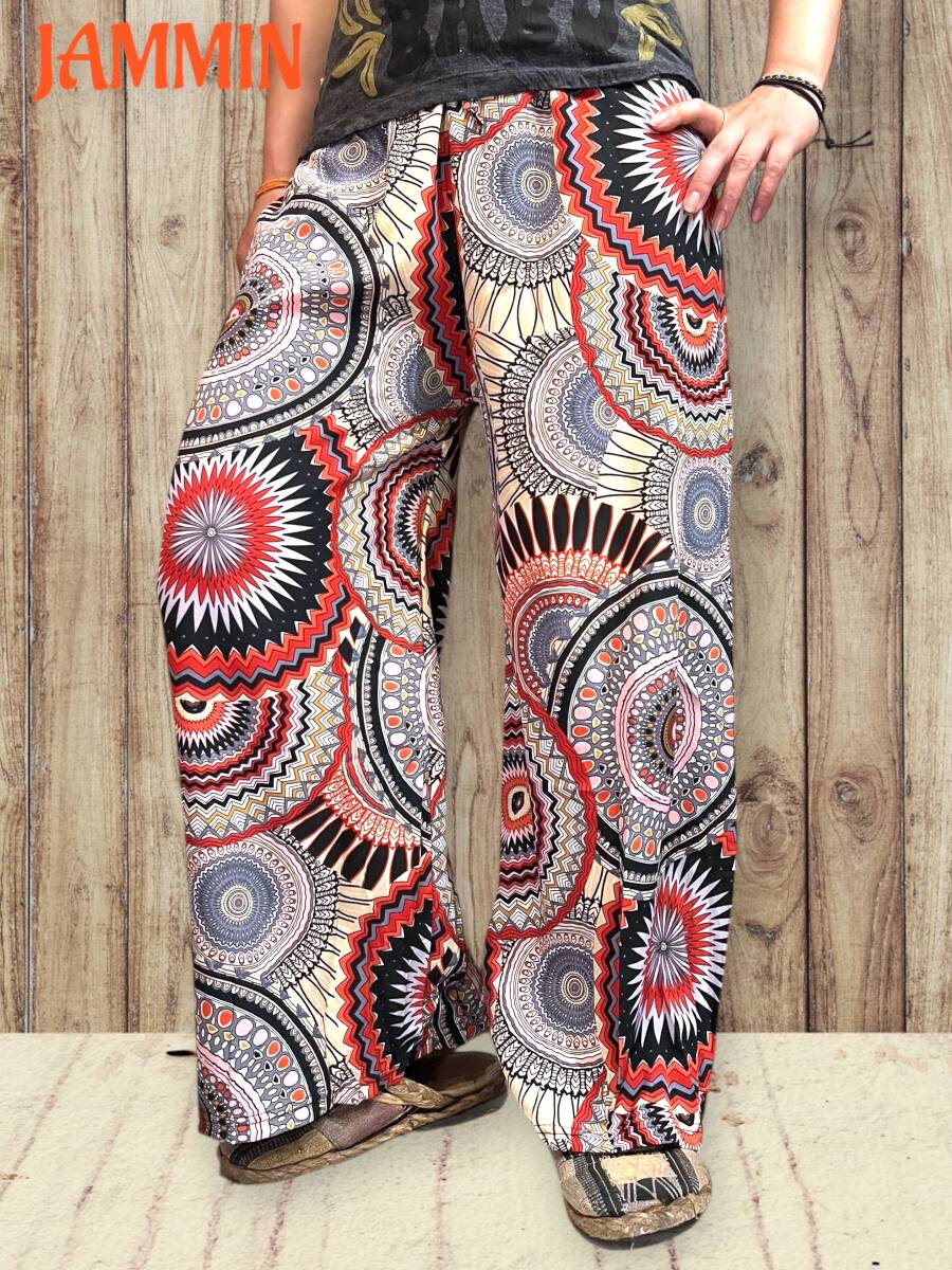 カラフルアジアン柄パンツ ヒッピー エスニック アジアン サイケ 個性派拍卖
