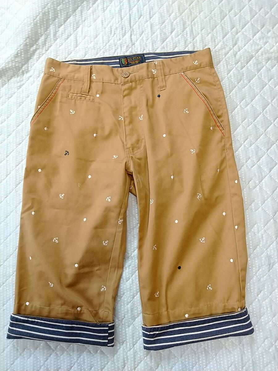 解禁 ゴルフ ハーフ パンツ メンズ 80 マリン柄 イカリ ベージュ ストライプ るレターパック クロネコ ワンコイン拍卖