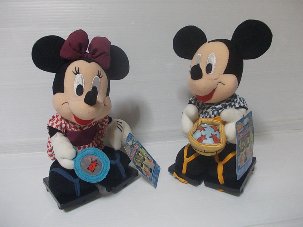 ファンタジーアミューズ★セガSEGA 2002★ディズニー★ミッキー&ミニー★キュートサイズ お祭りスタイルぬいぐるみ Ver.2★浴衣★金魚拍卖