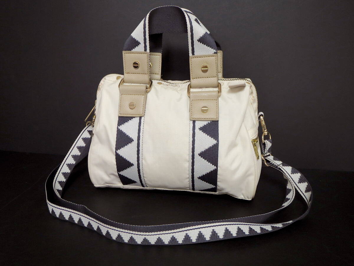 ☆二点落札で送料無料! L02 LeSportsac レスポートサック 風間ゆみえコラボ 2way ショルダーバッグ ボストン型 ナイロン 犬柄 ベージュ系拍卖