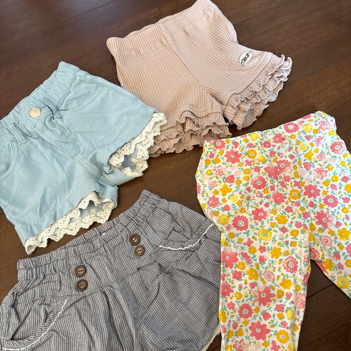 キッズ100サイズ ショートパンツ ハーフパンツ 短パン 7分丈 セット4枚拍卖