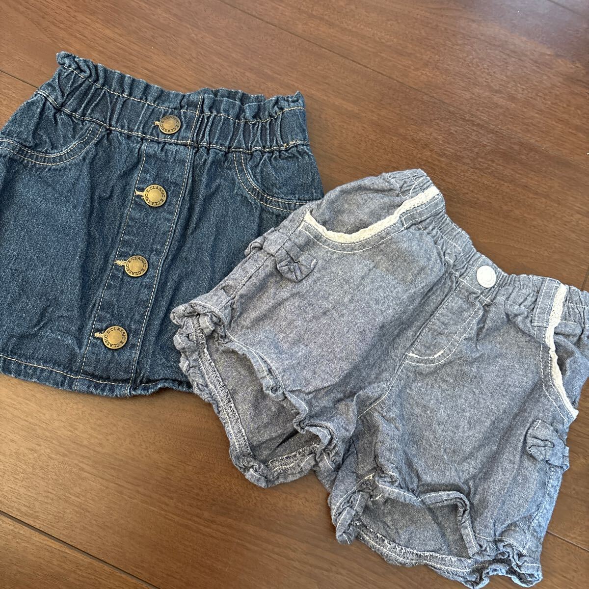 キッズ100サイズ ショートパンツ デニムスカート2枚セット 女の子拍卖