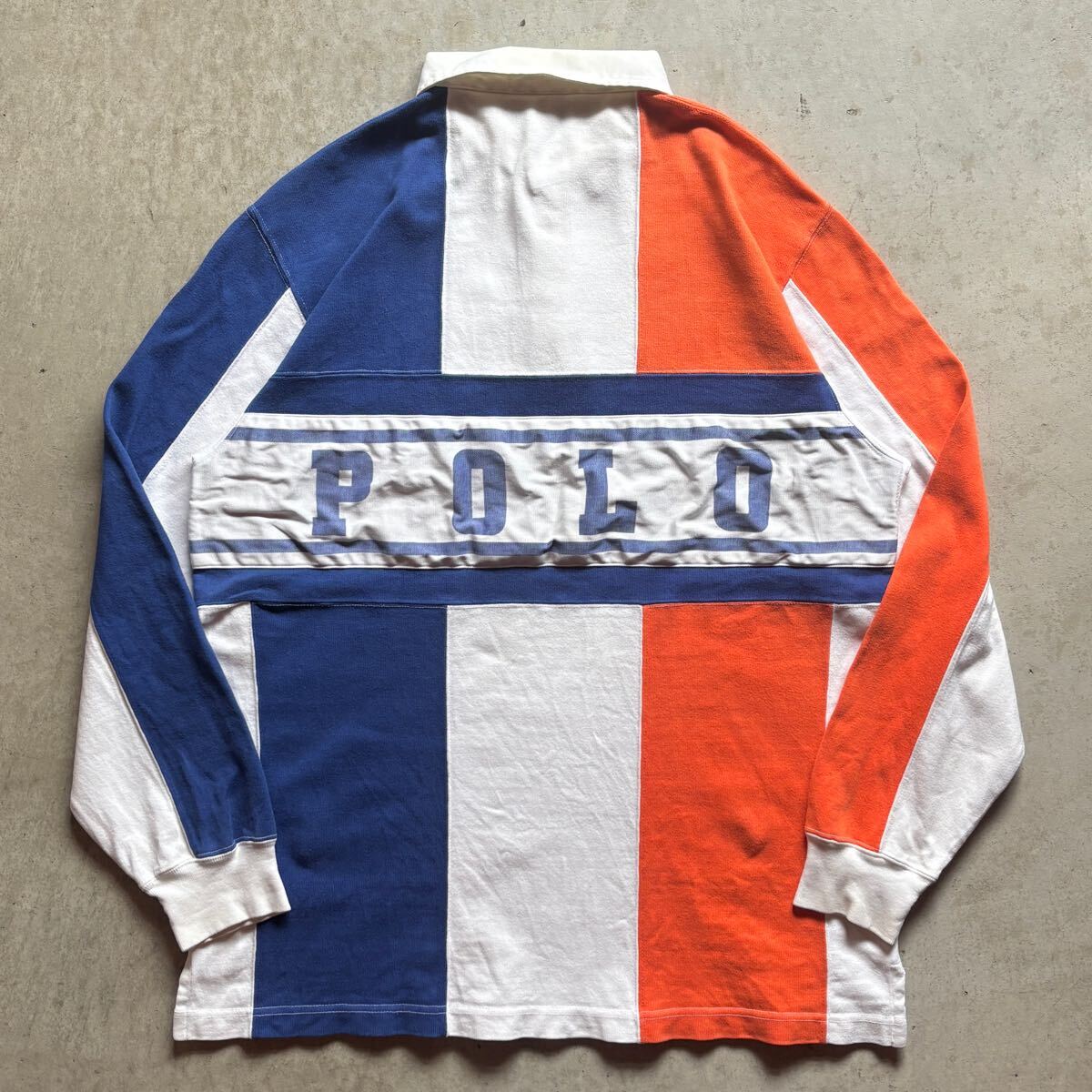 【90s】POLO RALPH LAUREN ポロラルフローレン 長袖 ラガーシャツ メンズ L マルチカラー ストライプ コットン vintage 古着 USED 正規品拍卖