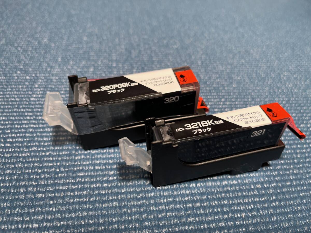 【新品・未使用】エコリカ Ecorica 互換インクカートリッジ ECI-C320BとECI-C321B 2個セット (CANNON 純正BCI-320BKとBCI321-BKに互換)拍卖
