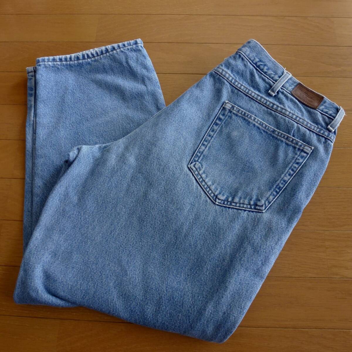 メキシコ製 L.L.BEAN 裏地付き デニムパンツ Gパン W38 大きいサイズ 革パッチ 即決あり!拍卖