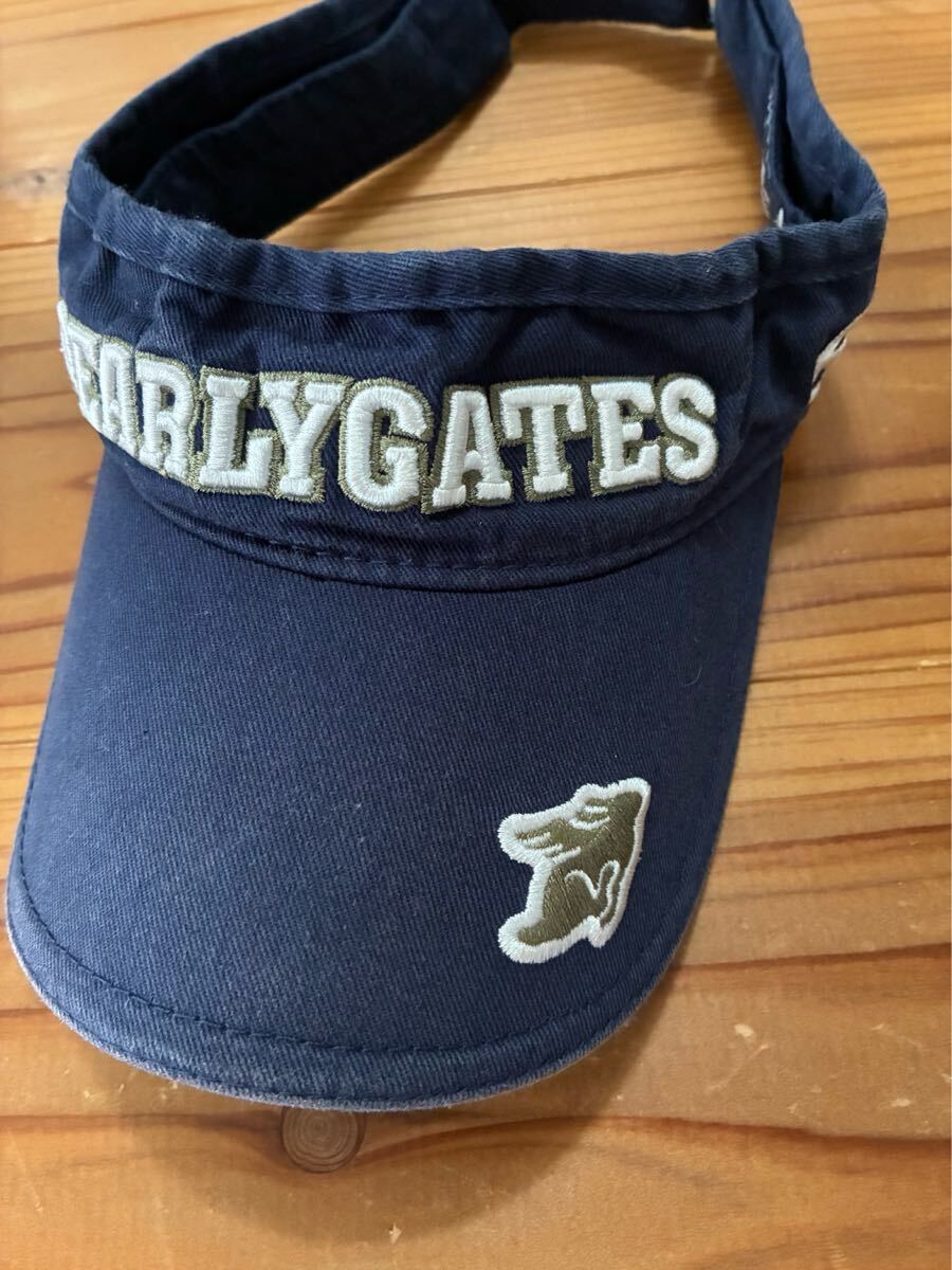 送料込み!! PEARLY GATES ゴルフサンバイザー 紺色  帽子 パーリーゲイツ ゴルフキャップ GOLF ゴルフウェアー スマイル拍卖