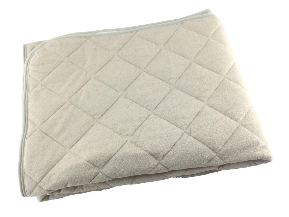 敷きパッド 綿100% タオル地 ファミリーサイズ 3人用 幅200x205cm グレージュ 夏拍卖