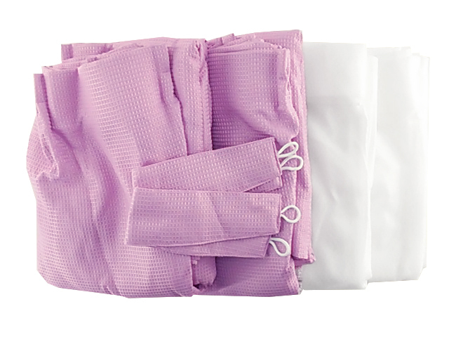 ドレープカーテン ワッフル生地 3級遮光 裏地付 & レースカーテン 4枚組セット 幅100x110cm ラベンダー拍卖