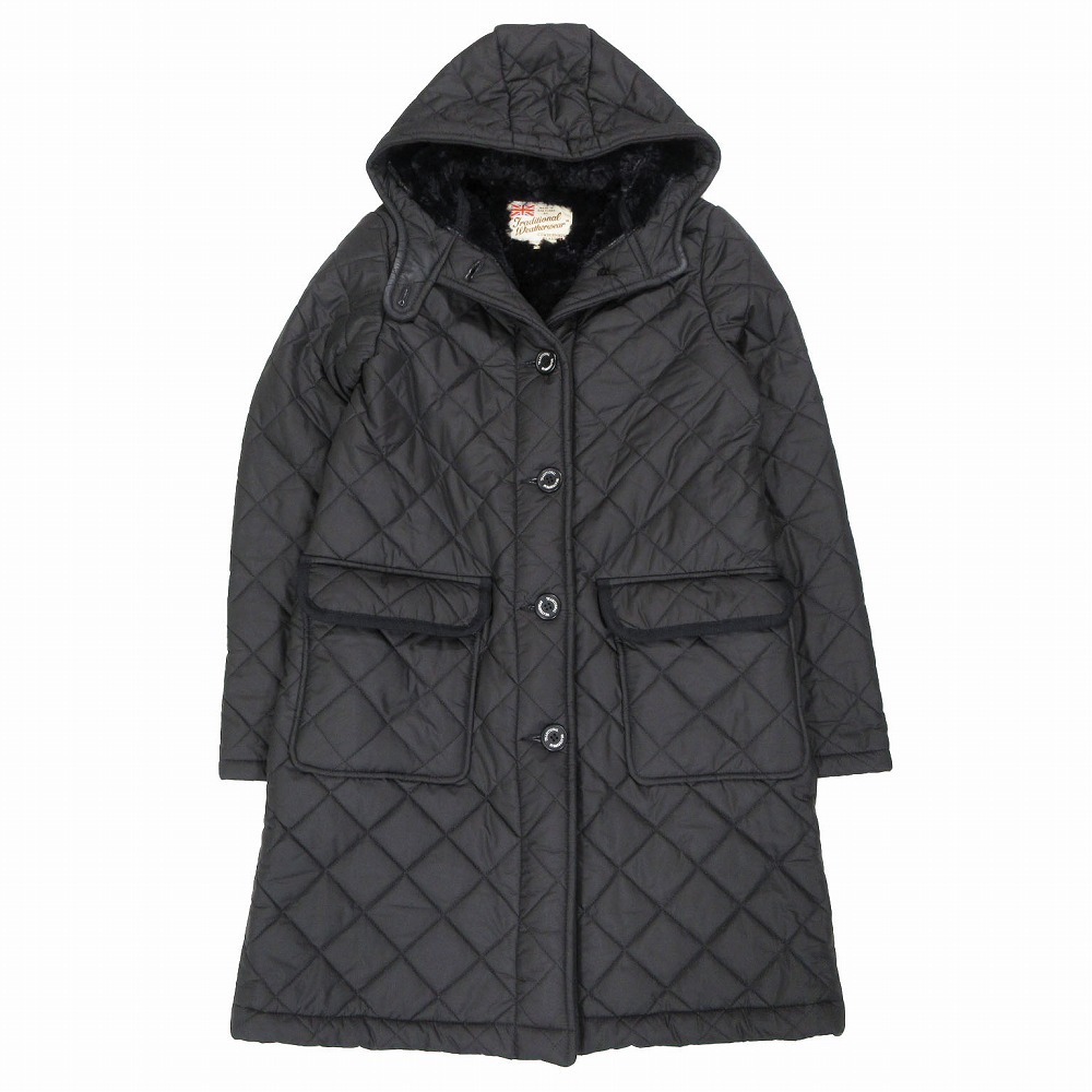 Traditional Weatherwear トラディショナル ウェザーウェア 英国製 キルティング コート ジャケット 38 M 黒 レディース 【中古】拍卖