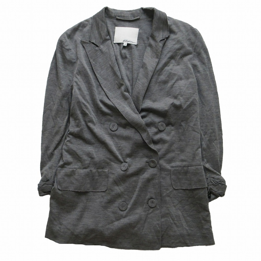 3.1 Phillip Lim 3.1 フィリップリム ダブルブレスト テーラードジャケット ピークドラペル グレー サイズS レディース 【中古】拍卖