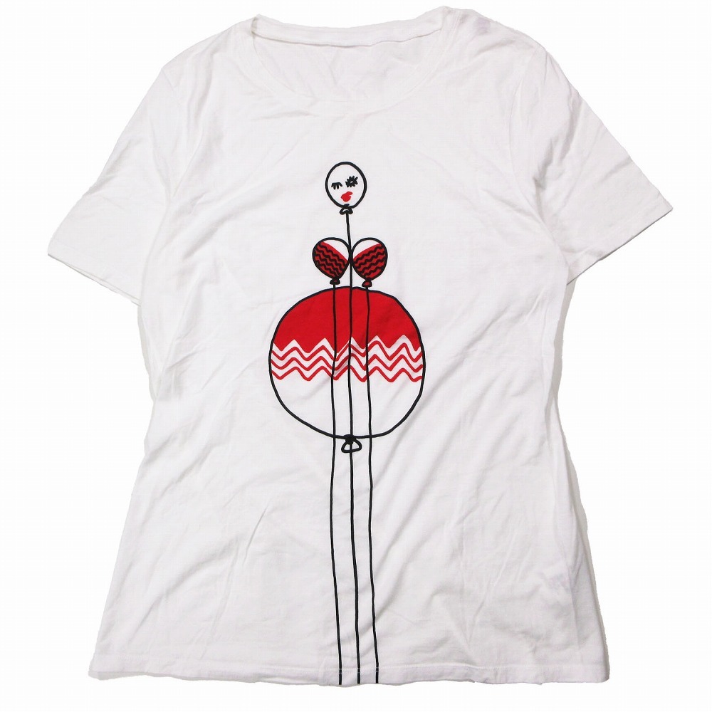 MISSONI ミッソーニ 風船 Tシャツ カットソー 半袖 クルーネック プルオーバー トップス サイズ46 L ホワイト レディース 【中古】拍卖