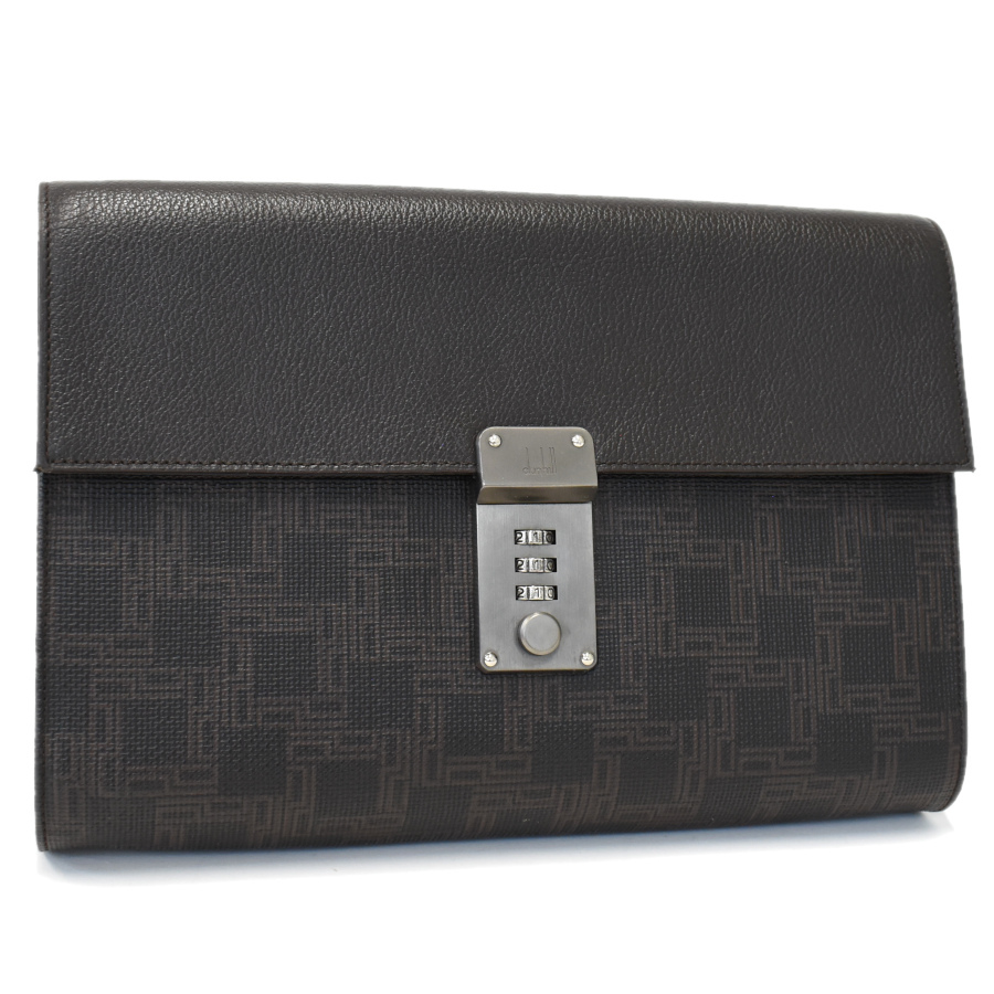 ダンヒル セカンドバッグ クラッチバッグ オーガナイザー ディーエイト コーテッドキャンバス ダークブラウン dunhill拍卖