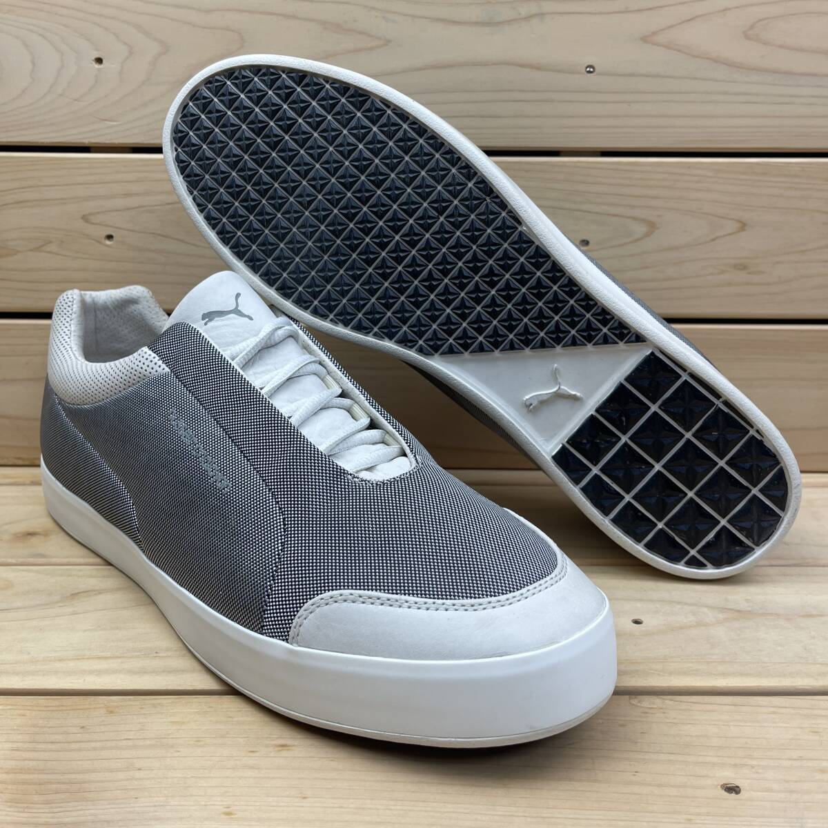 プーマ フセイン チャラヤン 30cm グライド 2 ホワイト シルバー メタリック PUMA by HUSSEIN CHALAYAN GLIDE Ⅱ 天然皮革 白 銀 ①拍卖