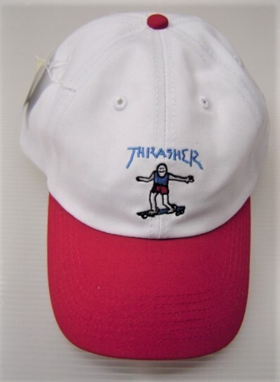 セール30%off THRASHER スラッシャー ゴンズ OLD TIMER CAP イラスト 刺繍プリント キャップ 白 赤 フリー 3131348 US企画 メンズ 人気拍卖