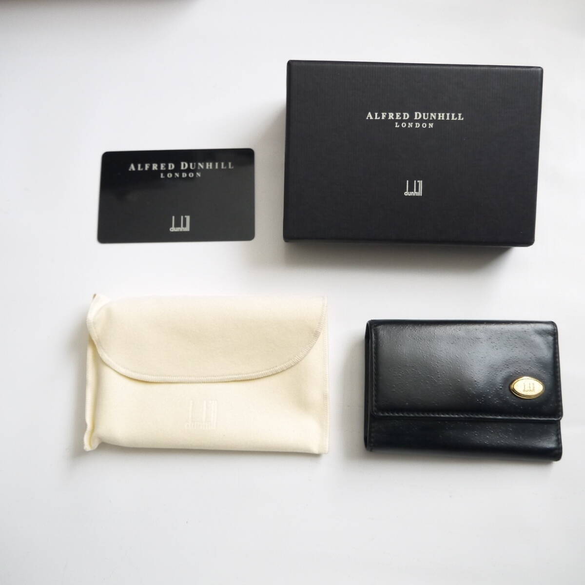 $ 美品 $ 定番♪◆ dunhill ◆ ダンヒル ◆ ロゴプレート・ 本革 レザー製 ◆ 6連キーケース ◆ 黒 ブラック◆ 箱 保存袋 付き◆ 送料無料拍卖
