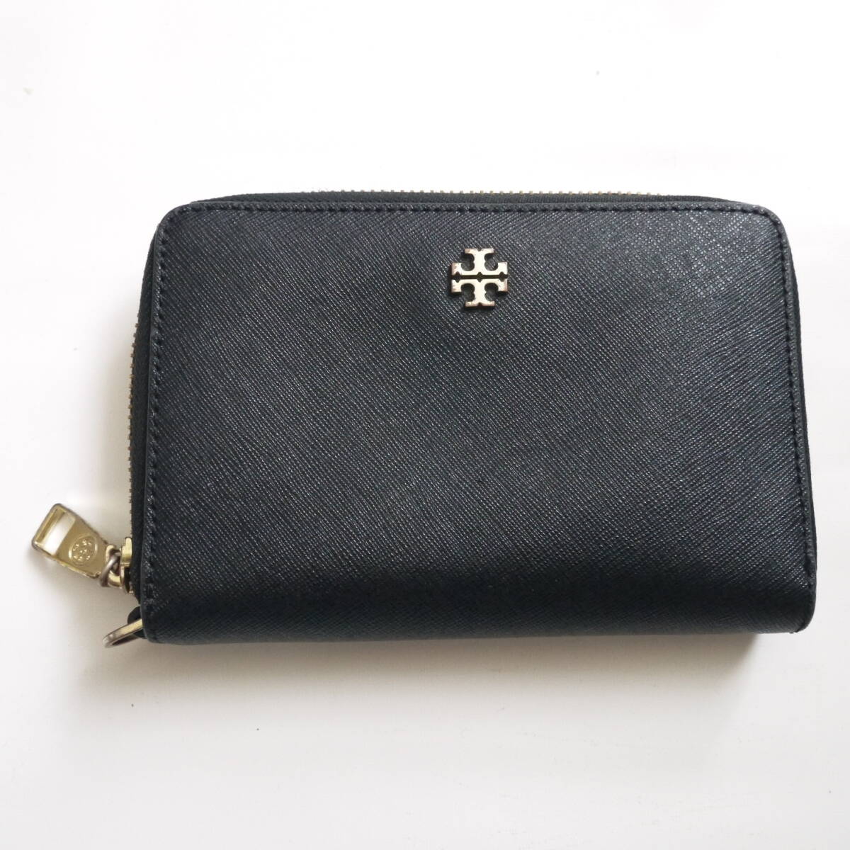 $ 美品 $ 希少! ◆ TORY BURCH ◆ トリーバーチ ◆ ラウンドファスナー 長財布 ◆ ロゴ入り ラム革 レザー製◆ 黒 ブラック ◆ 送料無料!拍卖