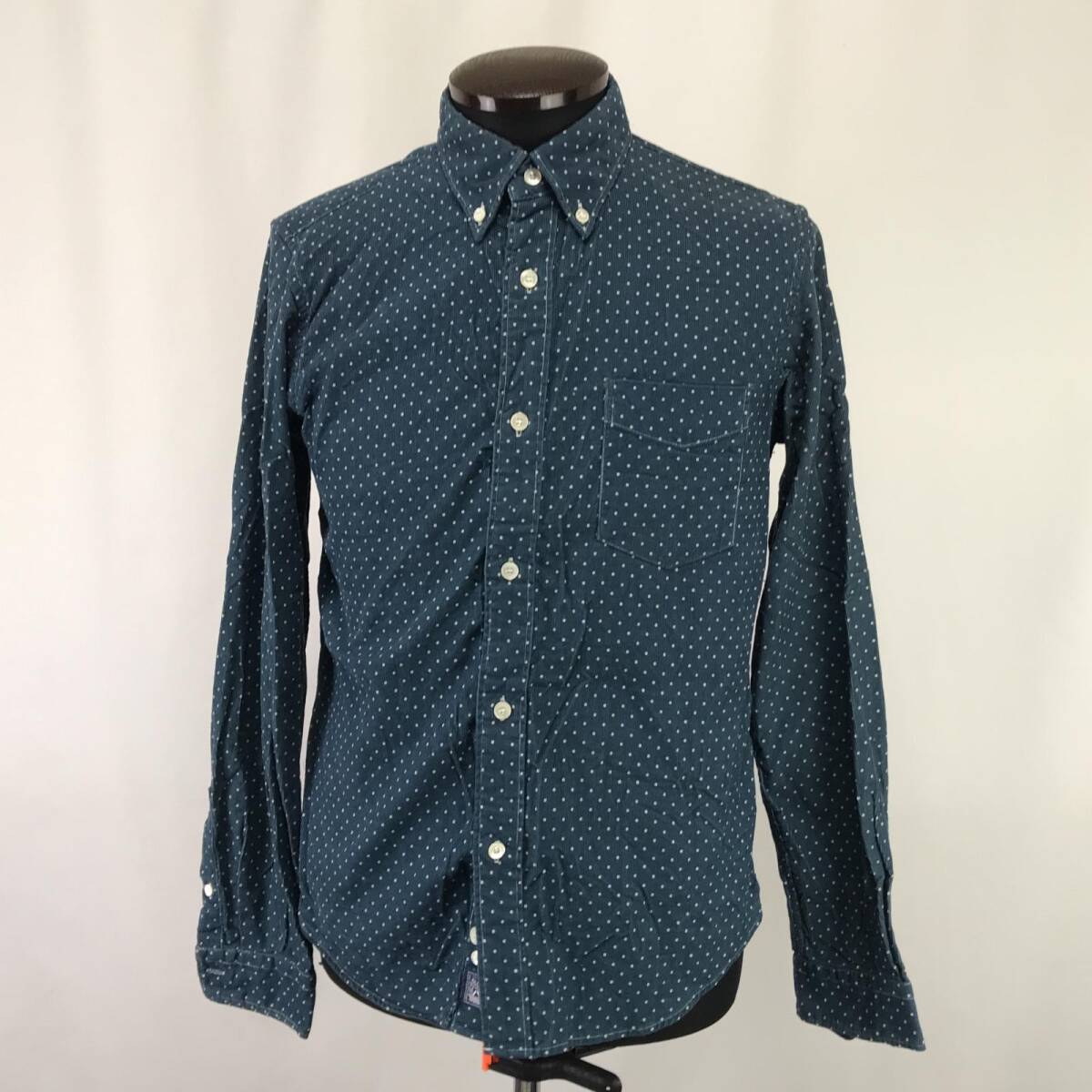JOURNAL STANDARD【ジャーナルスタンダード】 コーデュロイ/長袖シャツ 【メンズM/青/ドット柄/blue】ボタンダウンTops/Shirt◆BJ012-f拍卖