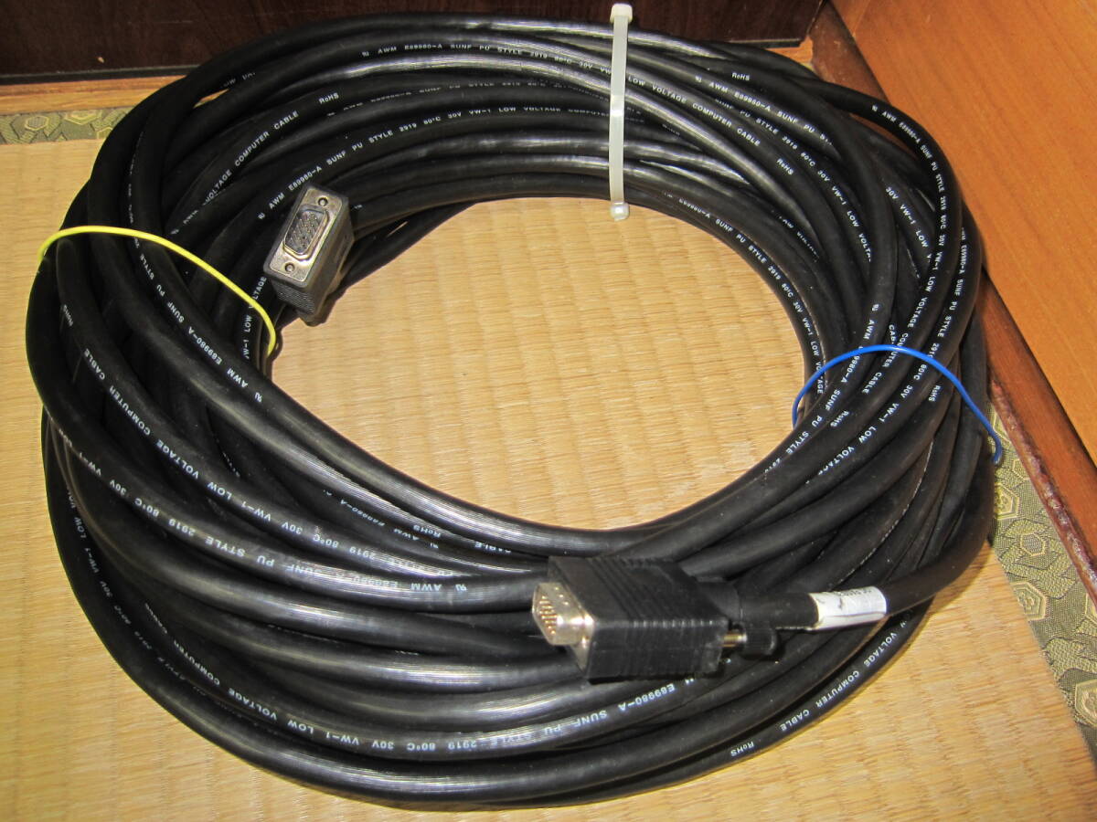 AWM E89980-A SUNFコンピューターケーブルCOMPUTER CABLE防犯カメラケーブルD-sub15ピンケーブルVGAモニターケーブル35メートル35M珍品美品拍卖