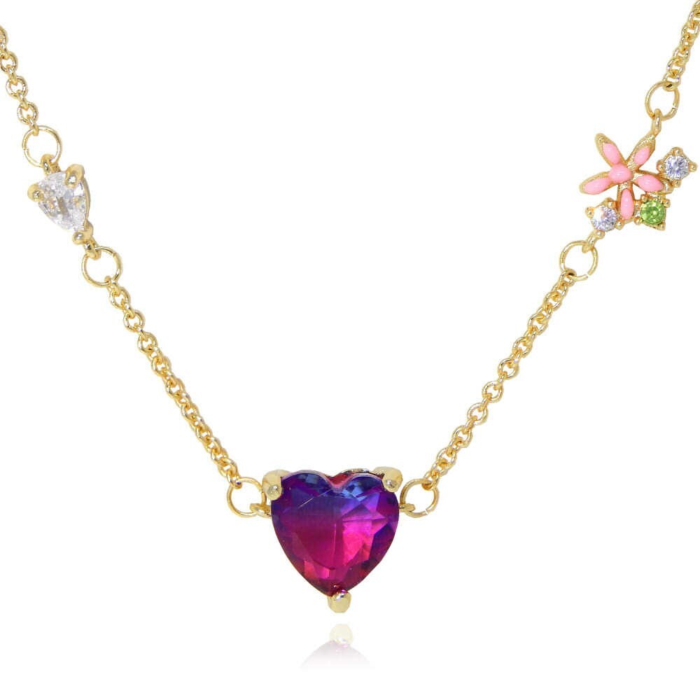 残り1点★新品★絢爛 Gold Plated ジルコニア ハート フラワー ローズサファイアCZダイヤモンドブレスレット シルバー925 限定 レディース拍卖