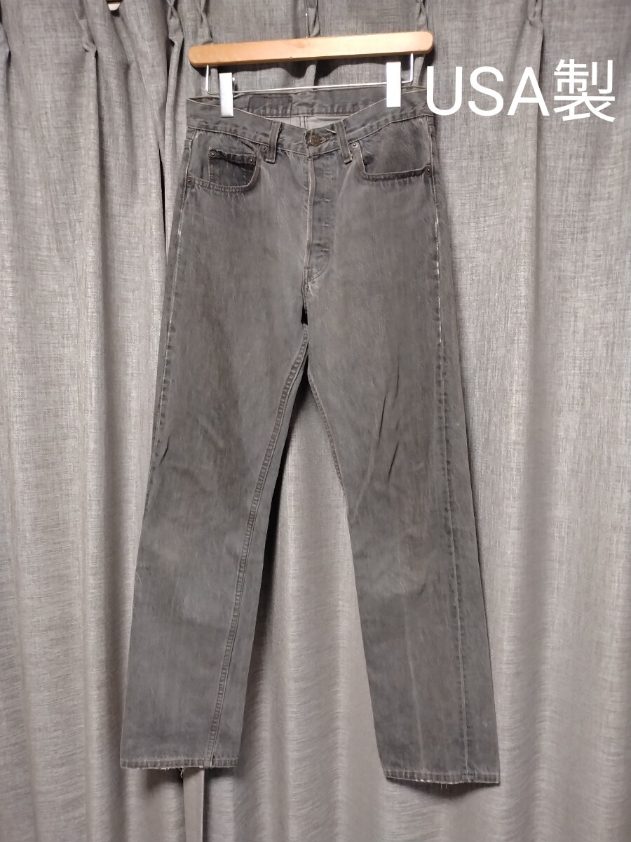 USA製 リーバイス 501 ブラックグレー 30x32 90s ビンテージ 赤耳 505 550 560 569 519 デニムジャケット拍卖