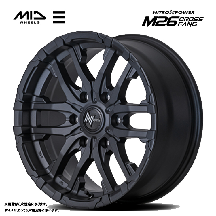 送料無料 エムアイディーホイール NITRO POWER M26 CROSS FANG (BBK) 8J-17 +20 6H-139.7 (17インチ) 6H139.7 8J+20【1本単品 新品】拍卖
