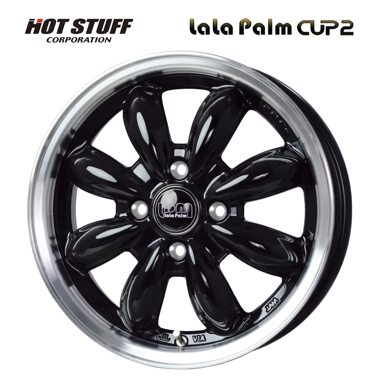 送料無料 ホットスタッフ HOT STUFF LaLa Palm CUP2 (BK/リムP) 5.5J-15 +45 4H-100 (15インチ) 4H100 5.5J+45【1本単品 新品】拍卖