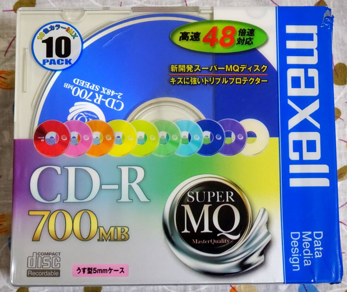 maxell ☆ データ用CD-R 700MB 10枚入, 48倍速対応, カラーミックス, 5mmケース ★ 未開封新品拍卖